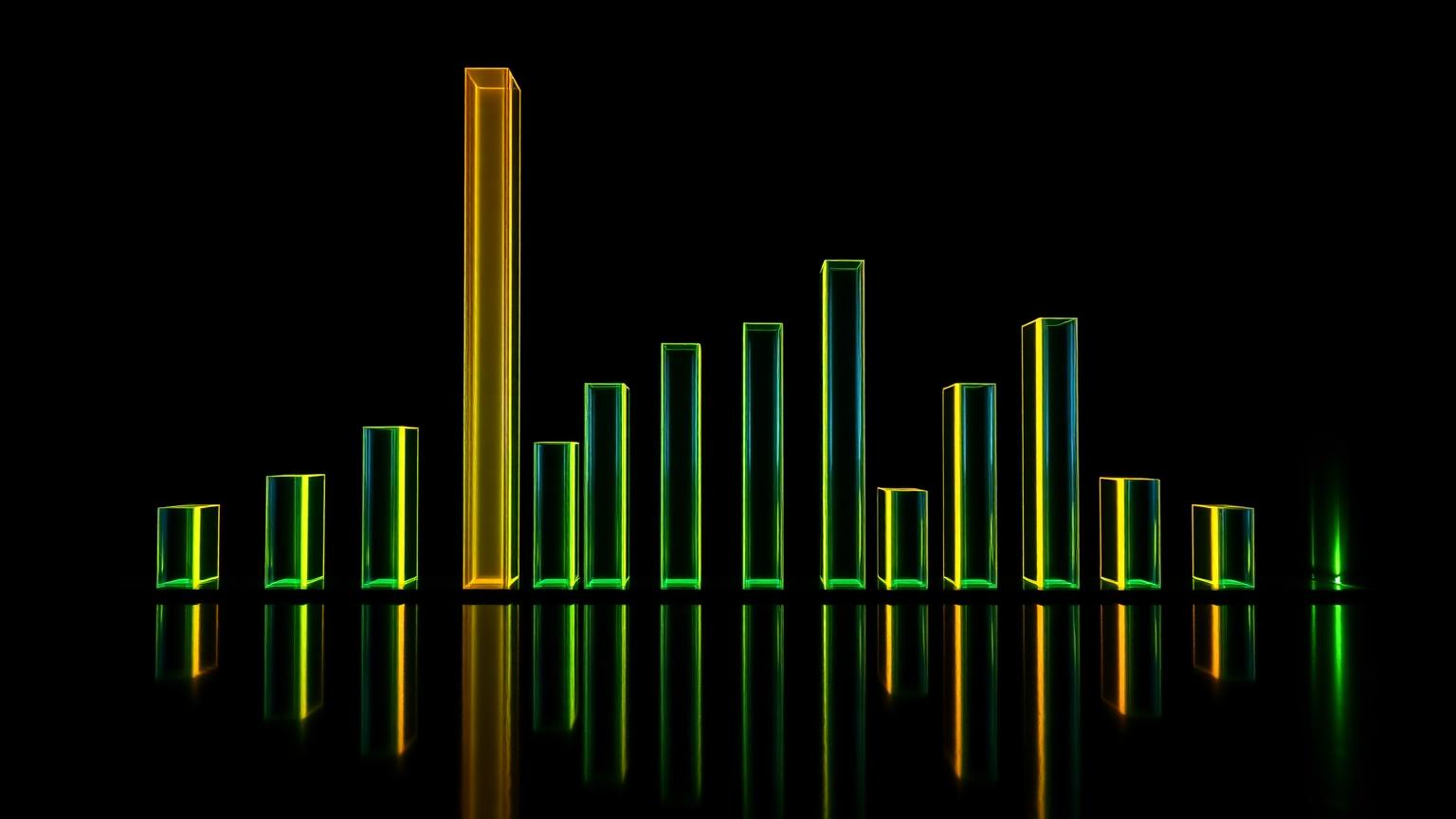 Payout distribution as glowing columns