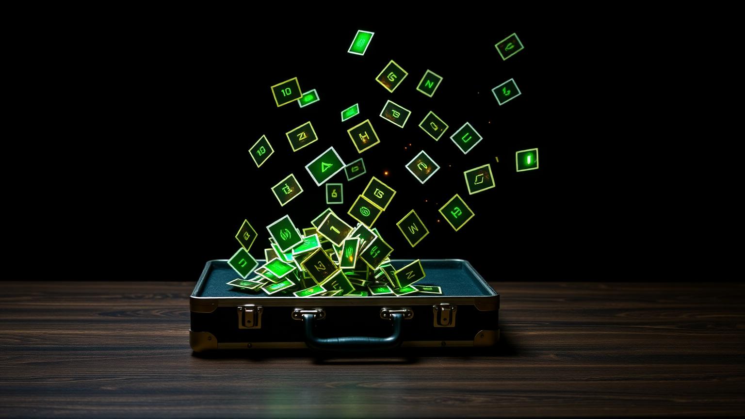 Briefcase releasing video-frame cards