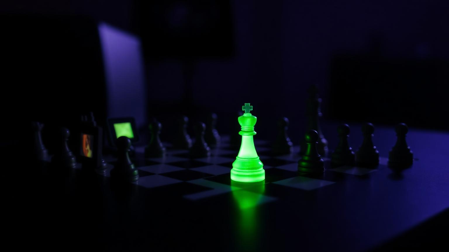 Chessboard with video-screen pieces